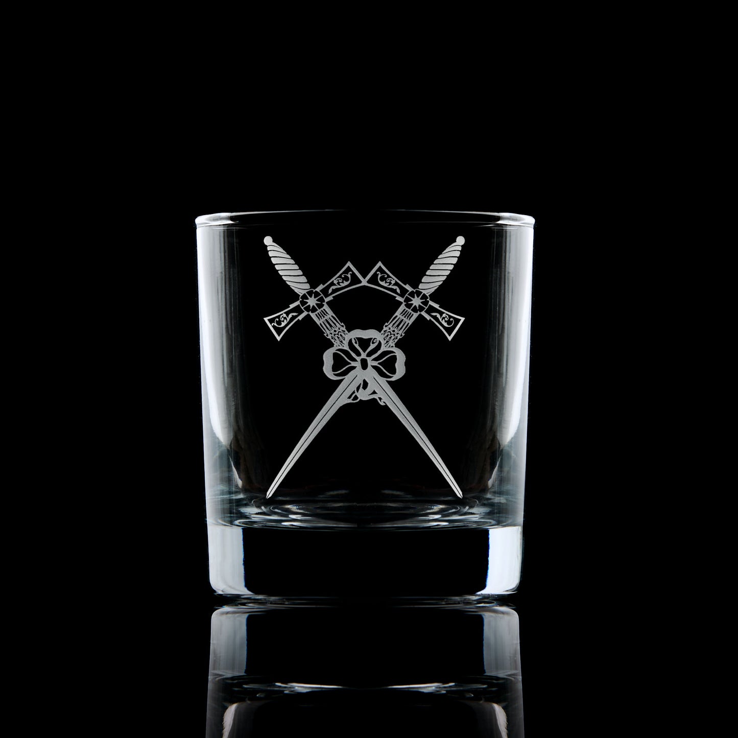 masonic whisky glass engraved with a scottish freemansory sword bearer craft officers collar jewel