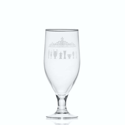380ml Shankly Gates Stemmed beer glass photographed on a white background, showing fluted bowl shape and optional personalisation areas