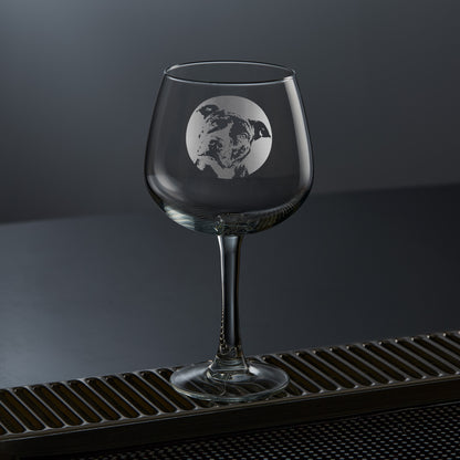 balloon gin glass engraved with portrait of a staffordshire bull terrier dog