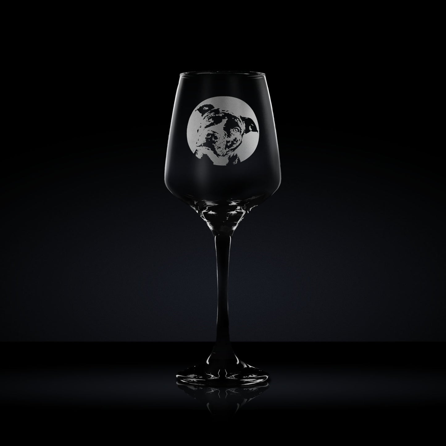 staffordshire bull terrier engraved wine glass