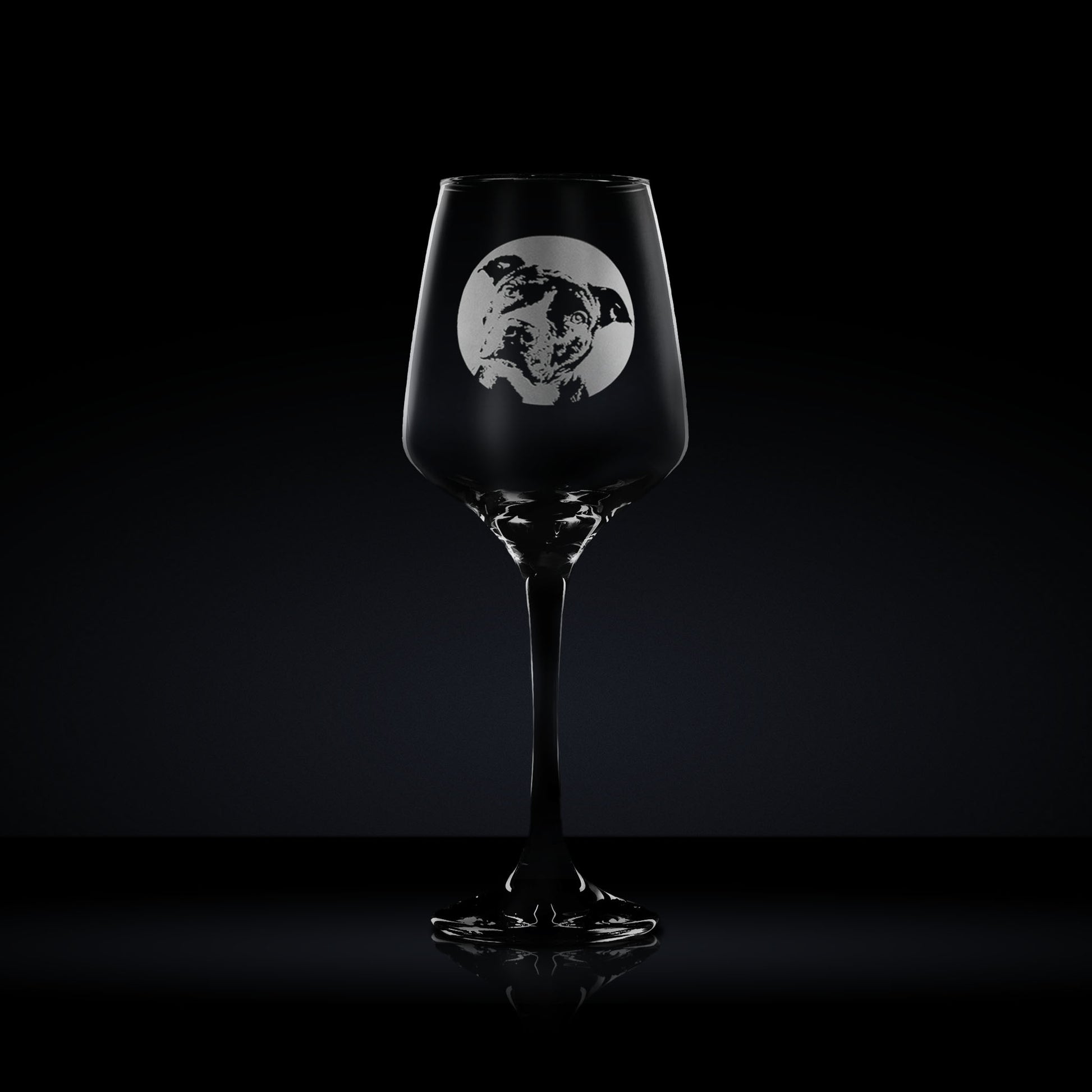 staffordshire bull terrier engraved wine glass