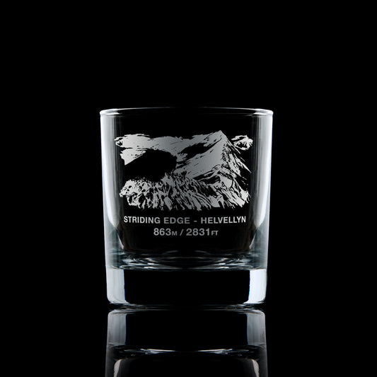 Whisky Glass engraved with  Helvellyn's Striding Edge 