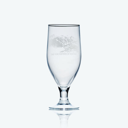 stemmed beer glass engraved with scottish mountains the five sisters of Kintail