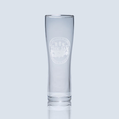 Pilsner pint glass engraved with Mod band The Jam