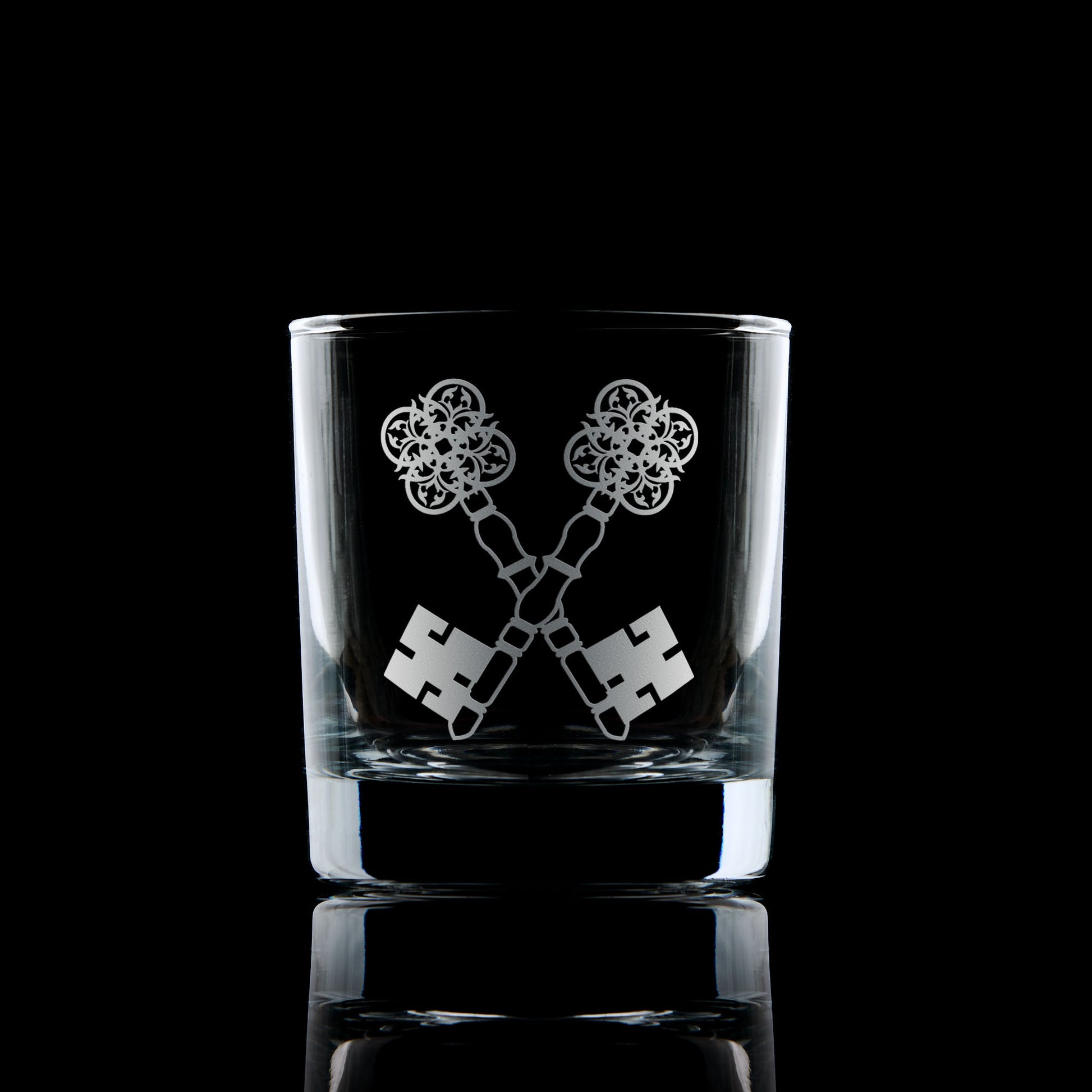 masonic whisky glass engraved with treasurer craft officers collar jewel