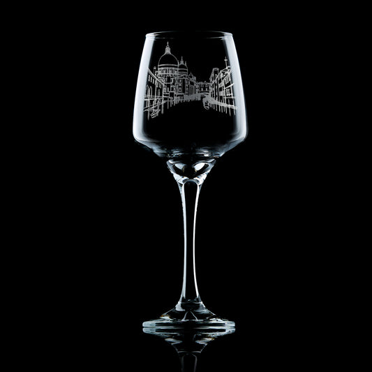 venice city engraved wine glass