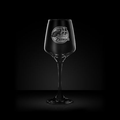 wine glass engraved with vintage vespa faro basso scooter