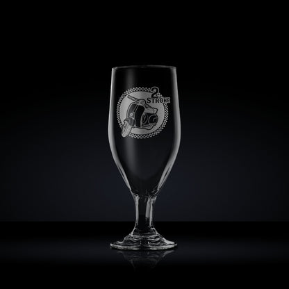 Chalice beer glass engraved with a Vespa GS160 (gran sport) scooter design