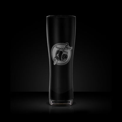 craft beer pint glass engraved with a vespa GS scooter