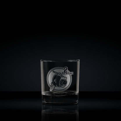 heavy base whisky tumbler engraved with an italian vespa gs160 scooter which can be personalised