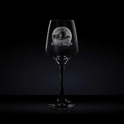 stemmed wine glass engraved with an italian vespa gs160 scooter which can be personalised