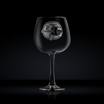 stemmed gin glass engraved with a vespa primavera scooter