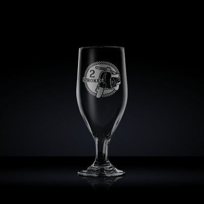 stemmed beer or cider glass engraved with a vespa primavera scooter