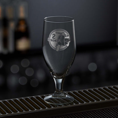 stemmed beer or cider glass engraved with a vespa primavera scooter