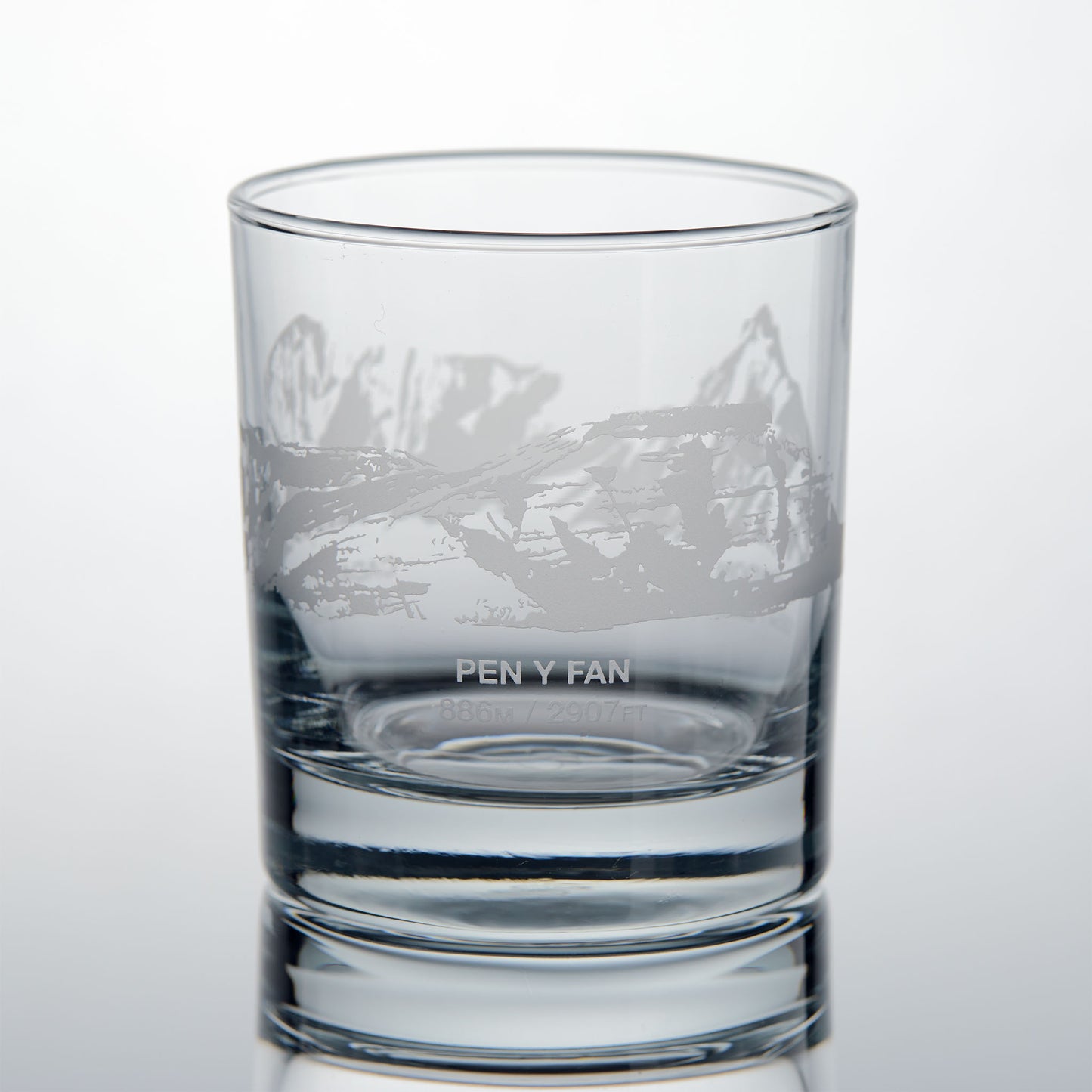 Welsh 3 Peaks whiskey glasses engraved with Pen Y Fan