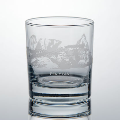Welsh 3 Peaks whiskey glasses engraved with Pen Y Fan