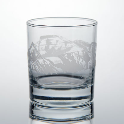 Welsh 3 Peaks whiskey glasses engraved with Mt Snowdon - Yr Wyddfa and Cadair Idris