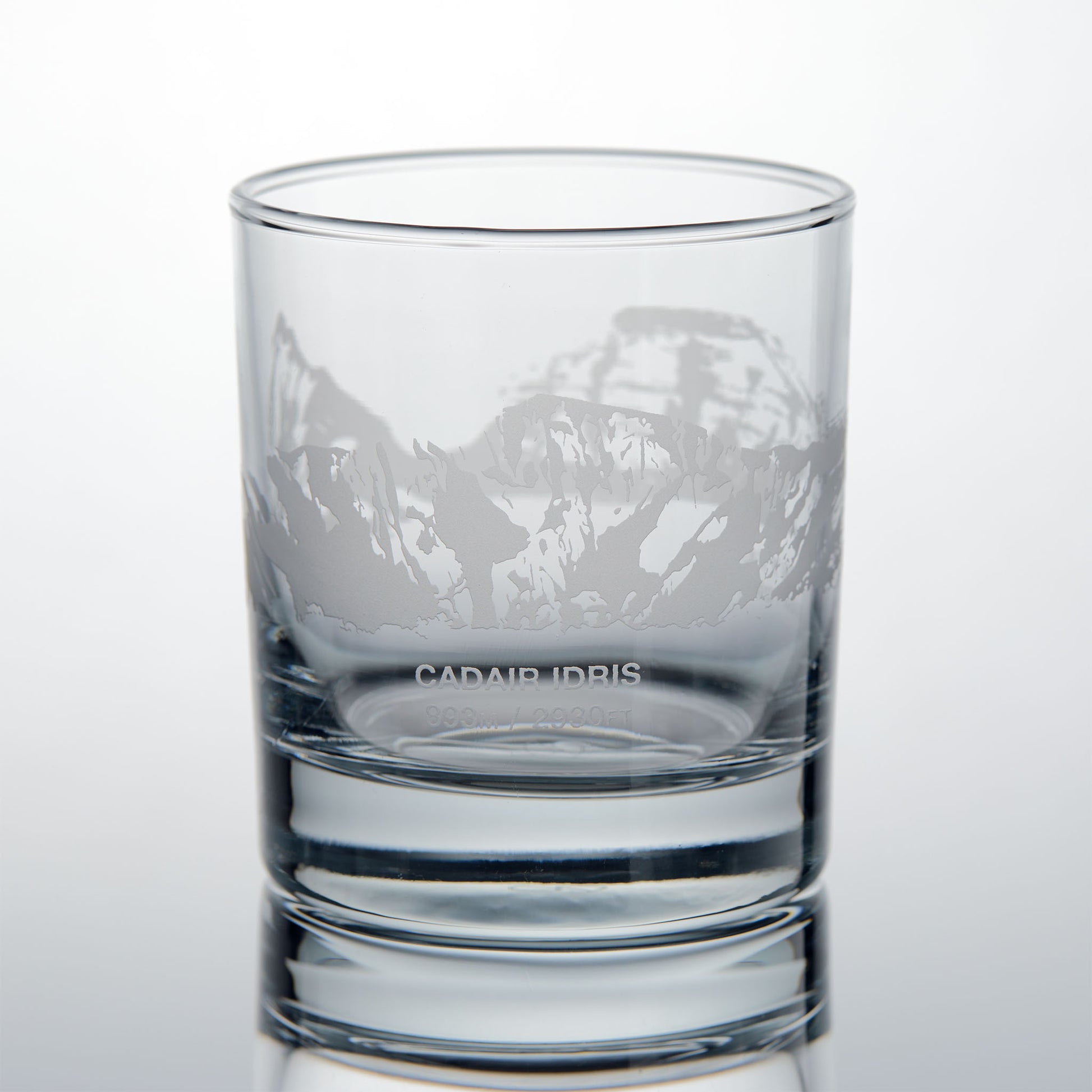 Welsh 3 Peaks whiskey glasses engraved with Cadair Idris