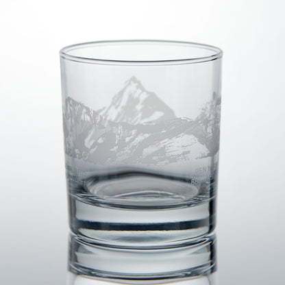 Welsh 3 Peaks whiskey glasses engraved with Cadair Idris and Pen Y Fan