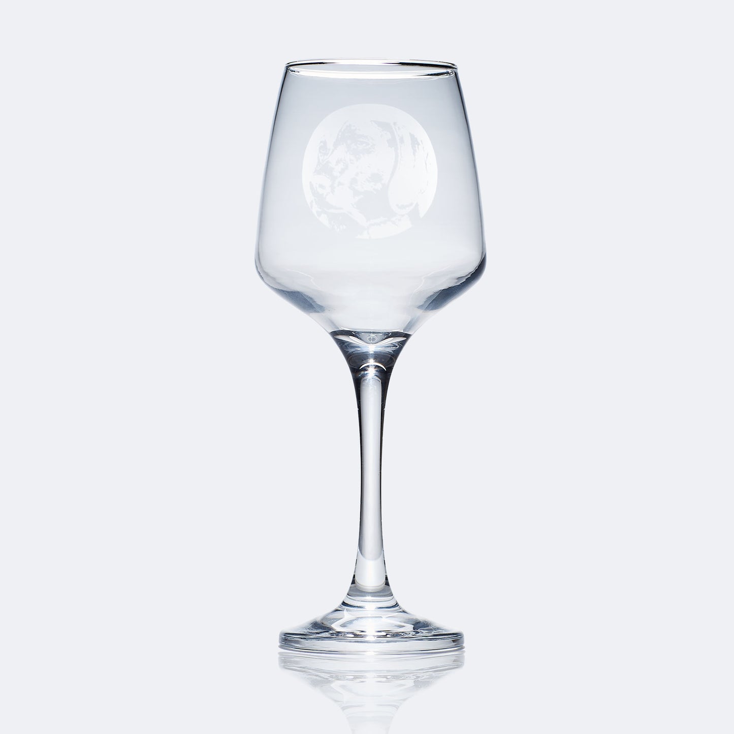 pet dog wine glass engraved with a weimeramer portrait