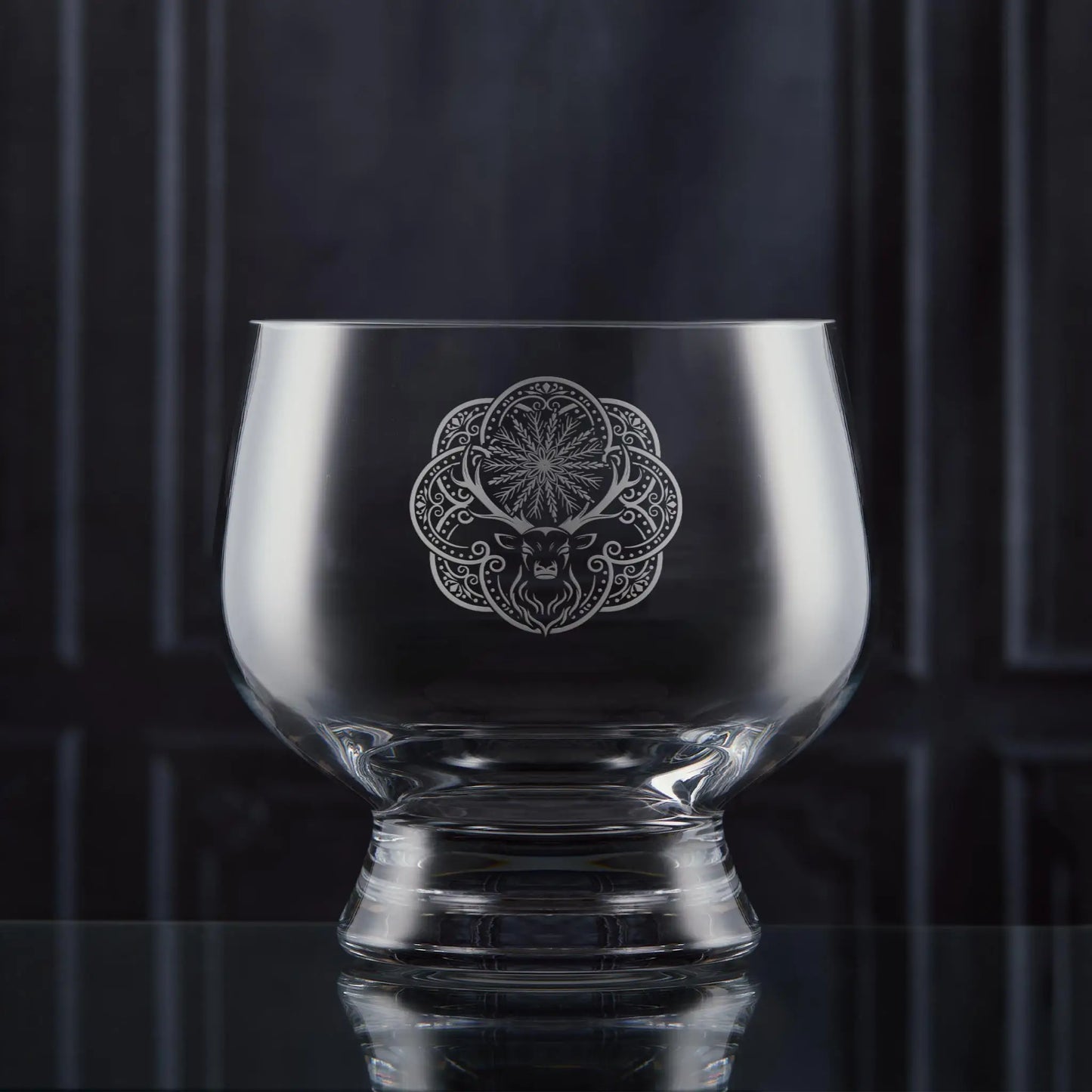 Christmas Presentation Bowl engraved with the Midwinter Stag Solas is Sìth design, handmade in Scotland.