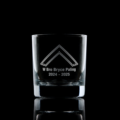 engraved asonic whisky tumbler etched with a worshipful master collar jewel