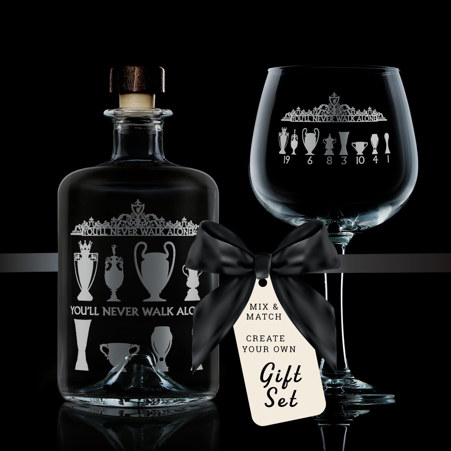 liverpool football club gin decantrer and engraved glass gift set