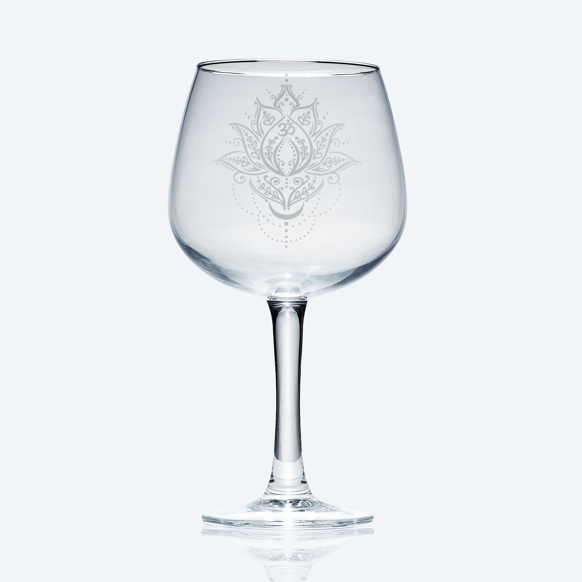 lotus flower engraved stemmed gin glass