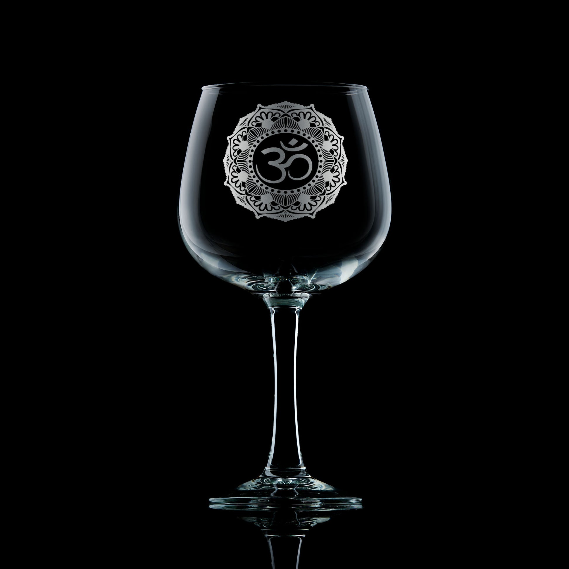 sanskrit Om engraved stemmed gin glass