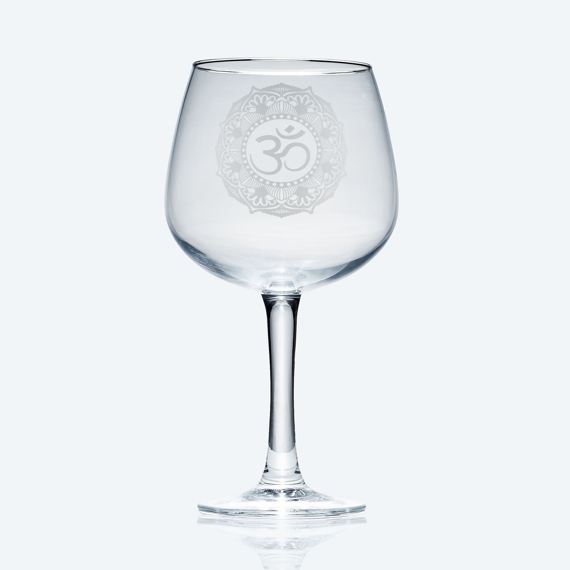 sanskrit engraved stemmed gin glass