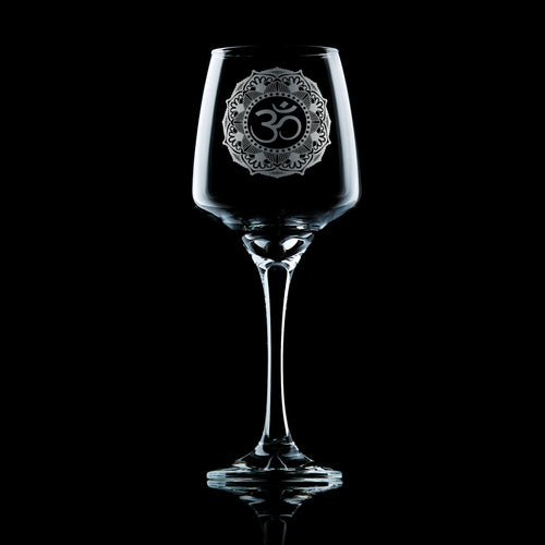 Sanskrit Om Wine Glass