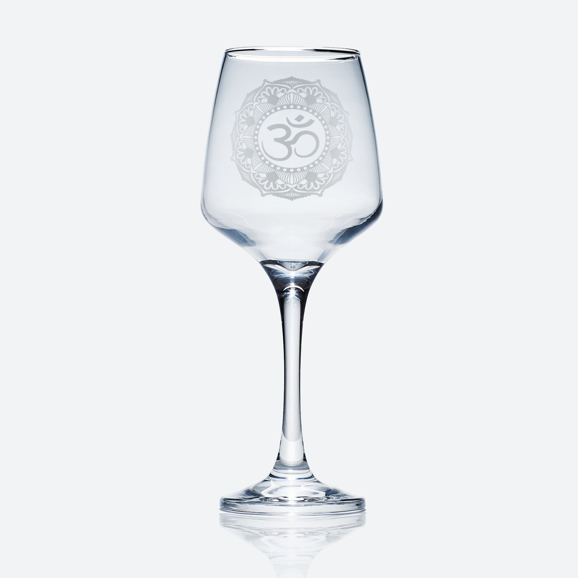 Yoga, Om stemmed wine glass