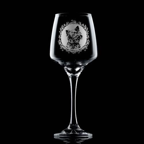 Yorkshire Terrier Engraved Wine Glass
