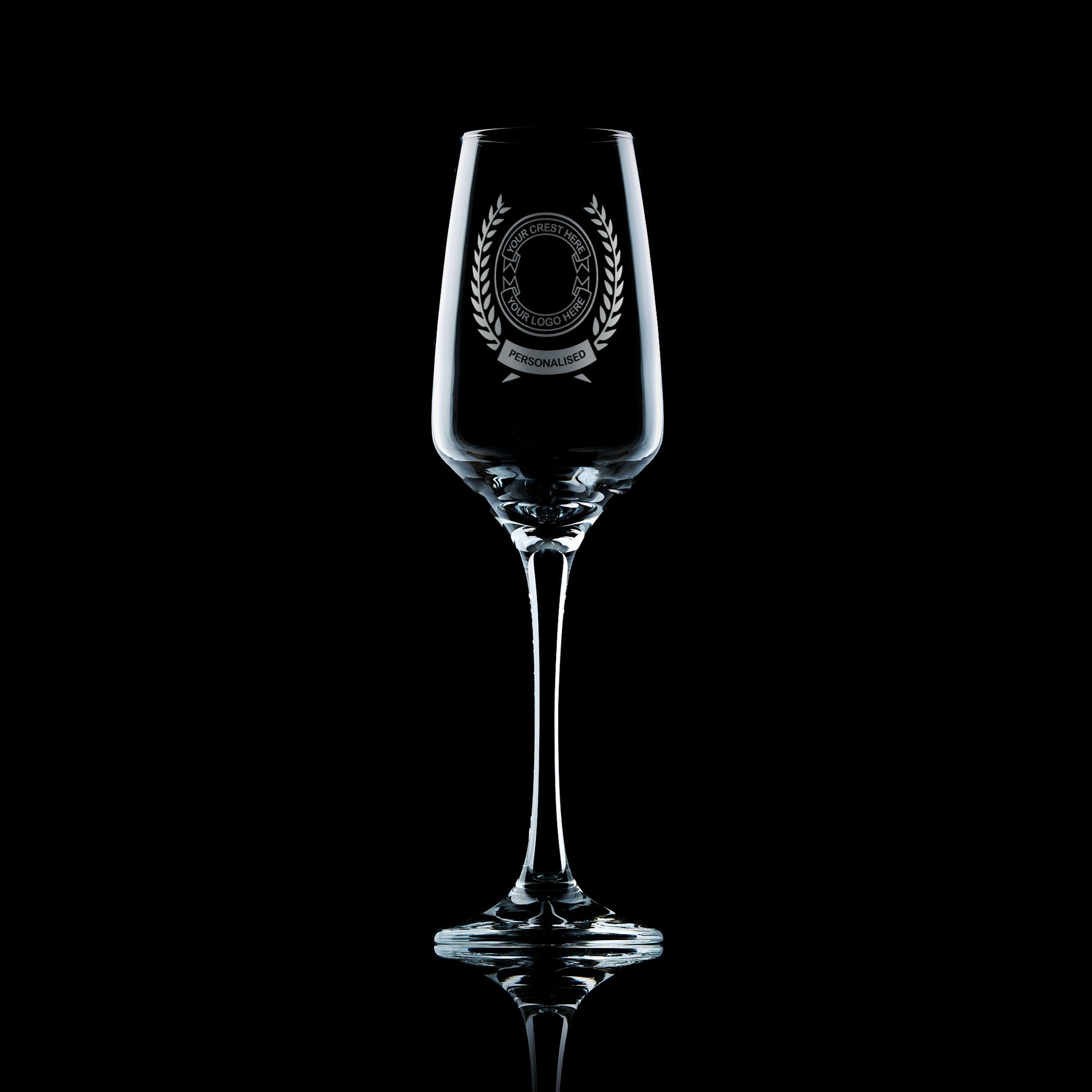 custon engraved prosecco glass engraved with your logo