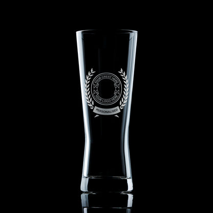 custon engraved pilsner pint glass engraved with your logo