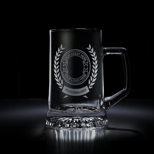 custom engraved glass tankard engraved with your logo