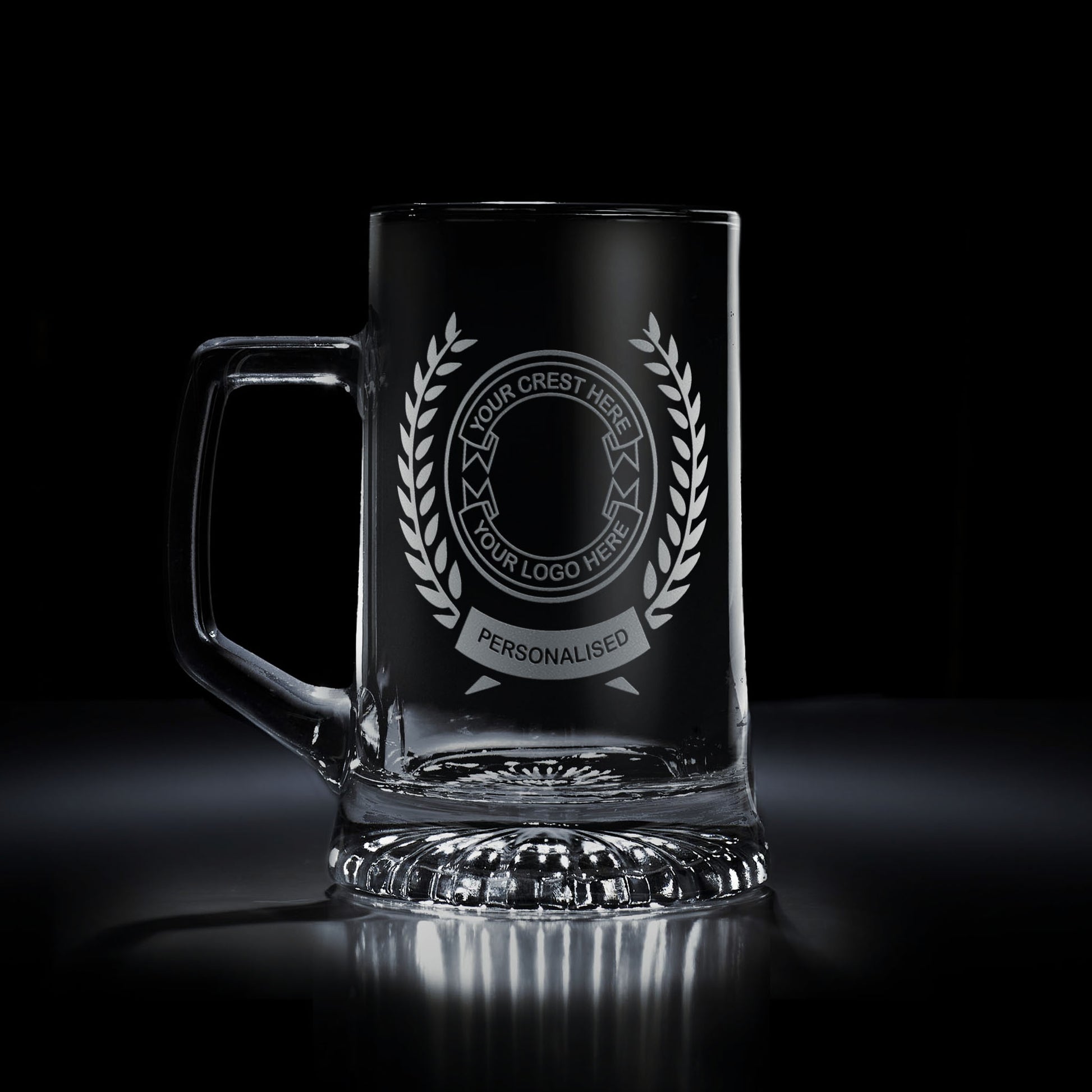 custom engraved glass tankard engraved with your logo