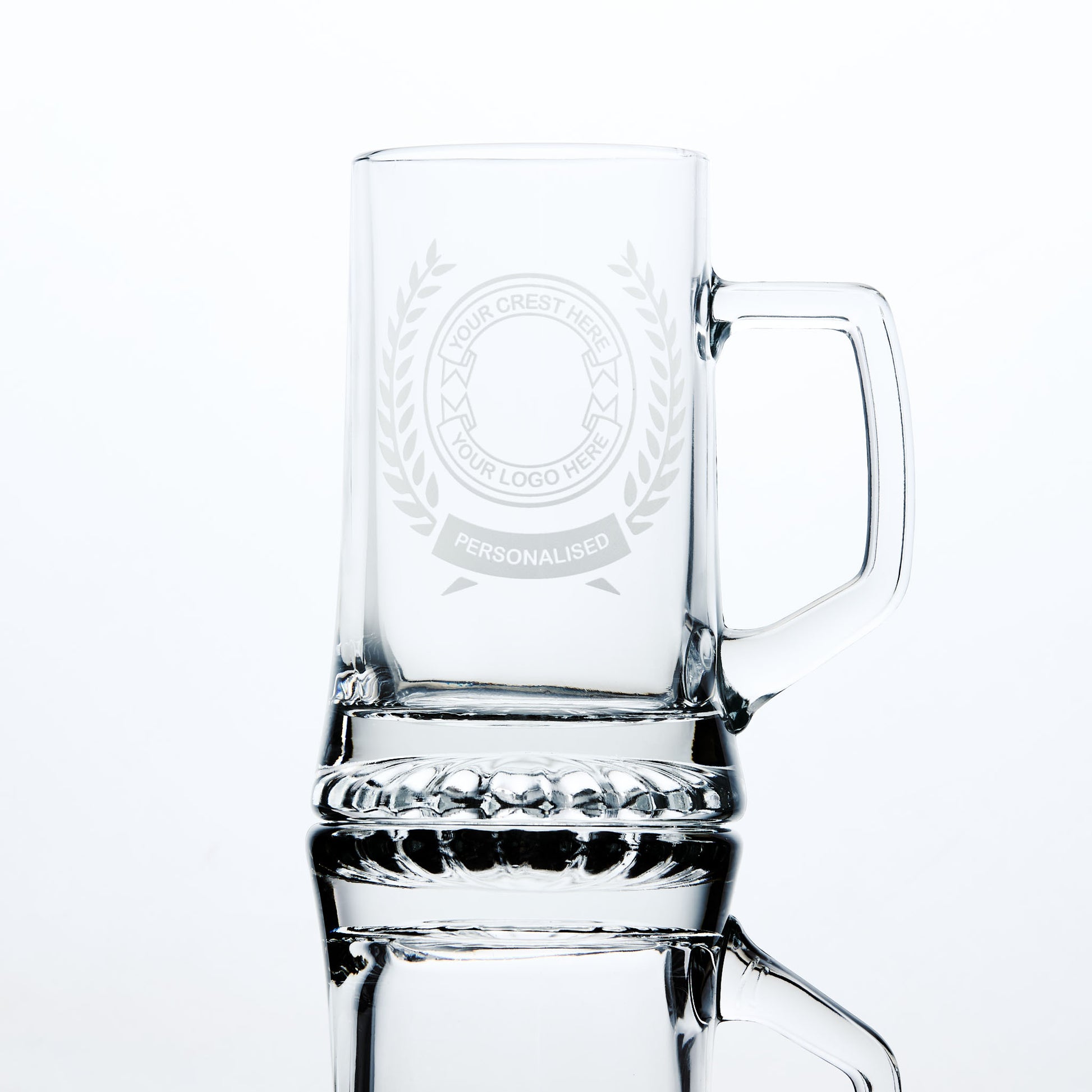 custom engraved glass tankard engraved with your logo