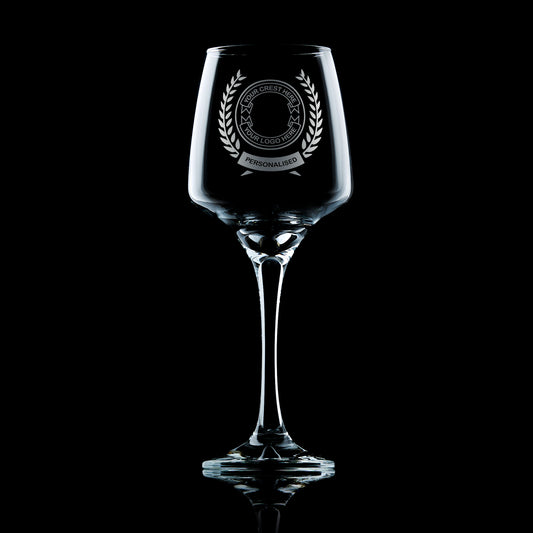 custon engraved wine glass engraved with your logo